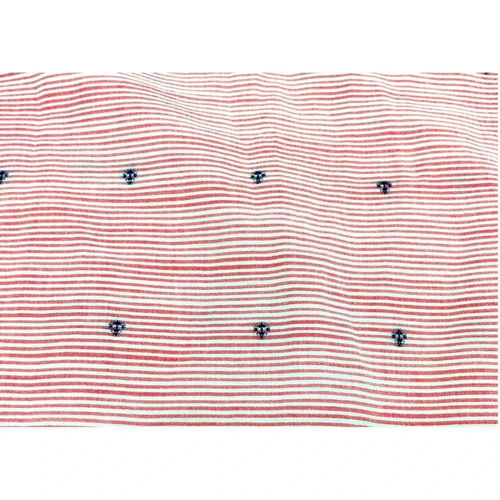 Banana Republic Mens Short Sleeve Shirt Red White Striped Micro Anchor Print L